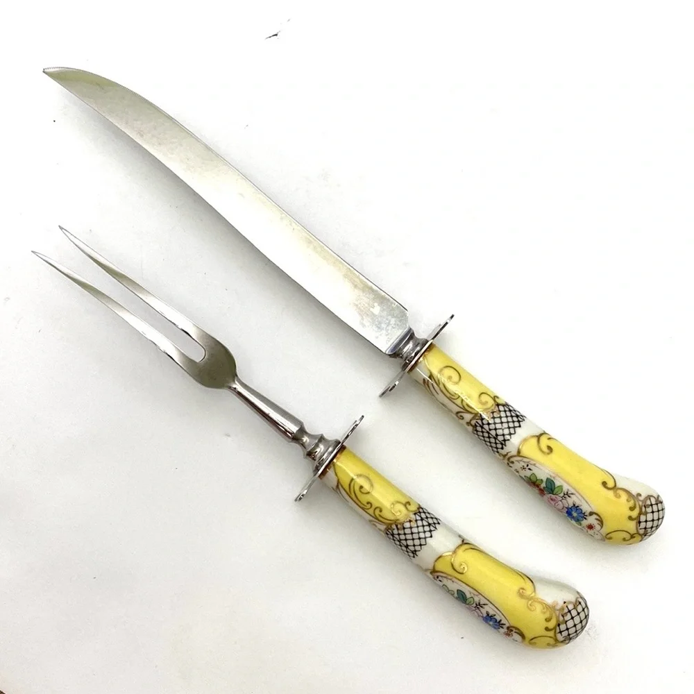 Judson Forged Stainless/Bone China 2-Piece Carving Set Vintage